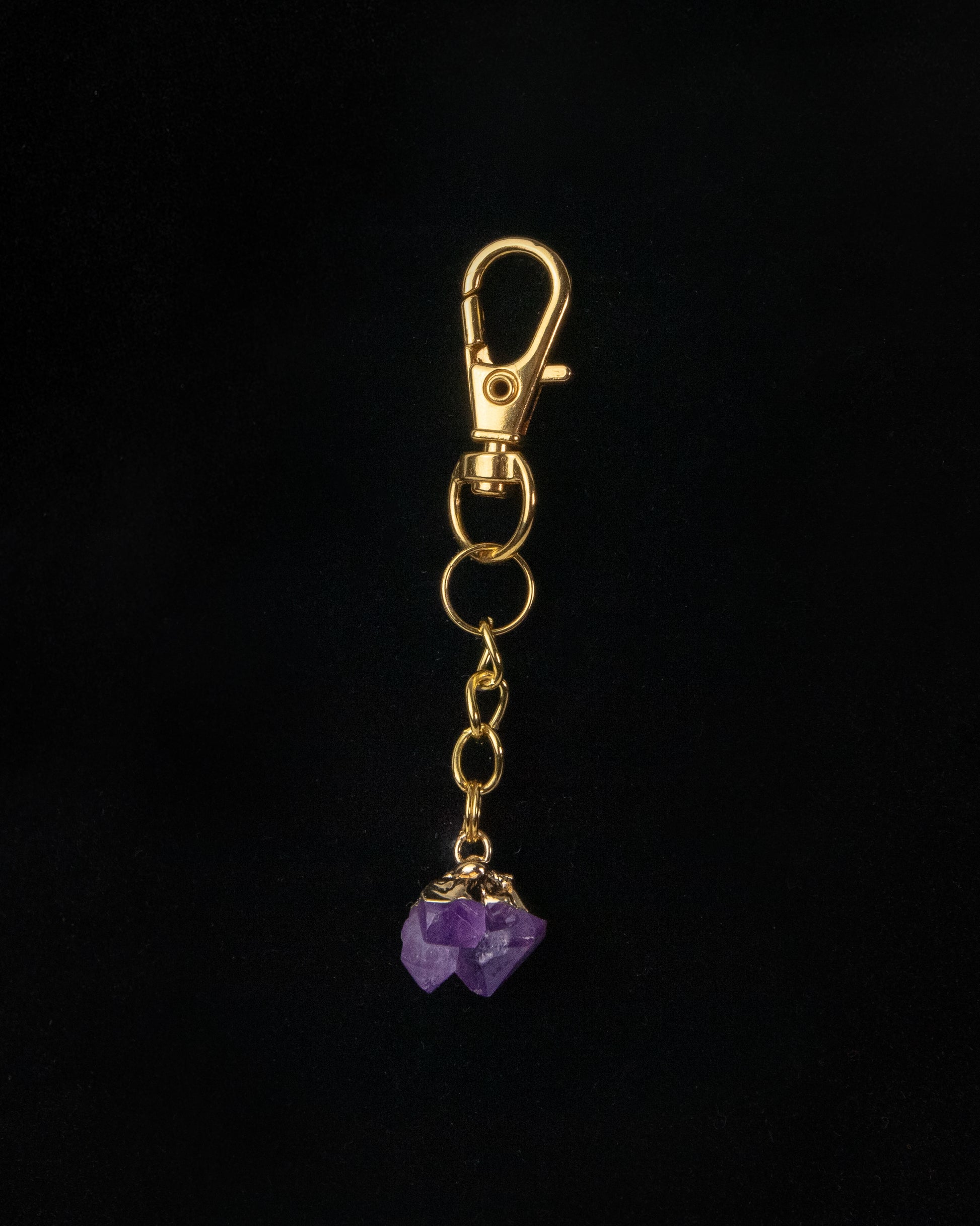 Mini Gold Crystal Keychain Amethyst