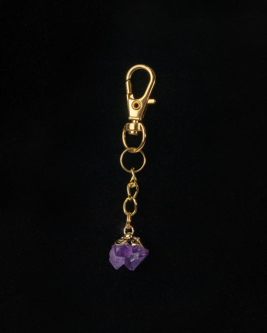 Mini Gold Crystal Keychain Amethyst