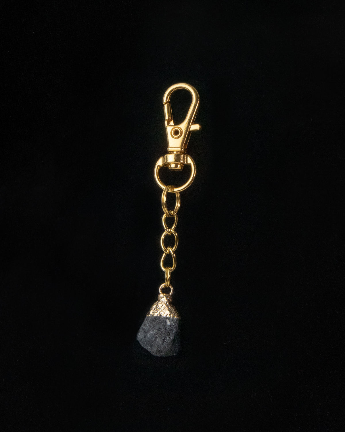 Mini Gold Crystal Keychain Black Tourmaline